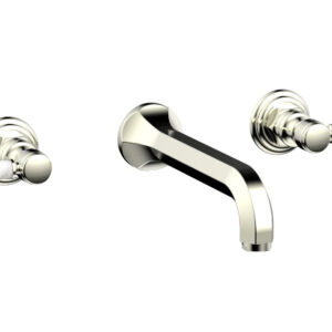 Phylrich HEX TRADITIONAL Wall Lavatory Set – White Marble Lever Handles 500-13 – Satin Nickel