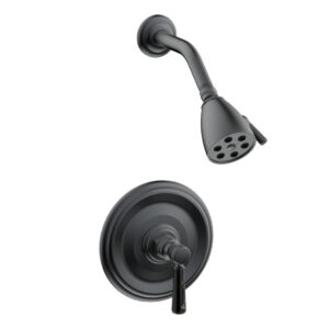 Phylrich HEX TRADITIONAL Pressure Balance Shower Set – Black Marble 500-23 – Gun Metal