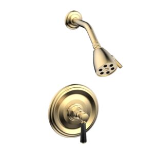 Phylrich HEX TRADITIONAL Pressure Balance Shower Set – Black Marble 500-23 – Satin Brass