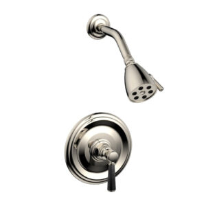 Phylrich HEX TRADITIONAL Pressure Balance Shower Set – Black Marble 500-23 – Polished Nickel