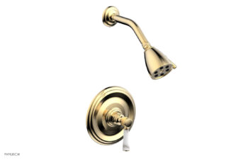 Phylrich HEX TRADITIONAL Pressure Balance Shower Set - White Marble 500-23 - Satin Brass