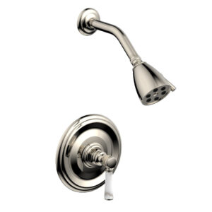 Phylrich HEX TRADITIONAL Pressure Balance Shower Set – White Marble 500-23 – Polished Nickel