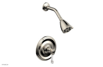 Phylrich HEX TRADITIONAL Pressure Balance Shower Set - White Marble 500-23 - Polished Nickel