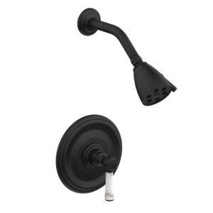 Phylrich HEX TRADITIONAL Pressure Balance Shower Set – White Marble 500-23 – Matte Black
