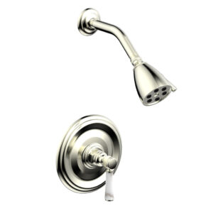 Phylrich HEX TRADITIONAL Pressure Balance Shower Set – White Marble 500-23 – Satin Nickel