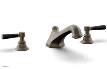 Phylrich HEX TRADITIONAL Deck Tub Set - Black Marble Lever Handles 500-42 - Architectural Bronze