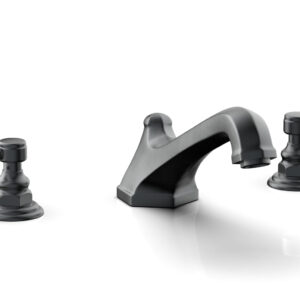 Phylrich HEX TRADITIONAL Deck Tub Set – Black Marble Lever Handles 500-42 – Gun Metal