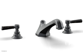 Phylrich HEX TRADITIONAL Deck Tub Set - Black Marble Lever Handles 500-42 - Gun Metal