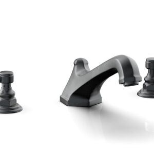 Phylrich HEX TRADITIONAL Deck Tub Set – White Marble Lever Handles 500-42 – Gun Metal