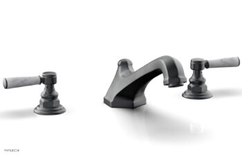 Phylrich HEX TRADITIONAL Deck Tub Set - White Marble Lever Handles 500-42 - Gun Metal