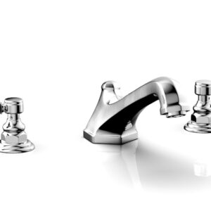 Phylrich HEX TRADITIONAL Deck Tub Set – Black Marble Lever Handles 500-42 – Polished Chrome