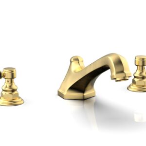 Phylrich HEX TRADITIONAL Deck Tub Set – Black Marble Lever Handles 500-42 – Burnished Gold