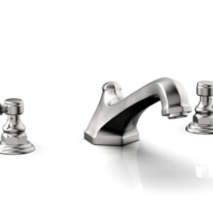 Phylrich HEX TRADITIONAL Deck Tub Set – Black Marble Lever Handles 500-42 – Satin Chrome