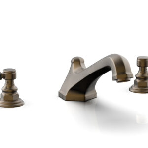 Phylrich HEX TRADITIONAL Deck Tub Set – Black Marble Lever Handles 500-42 – Old English Brass