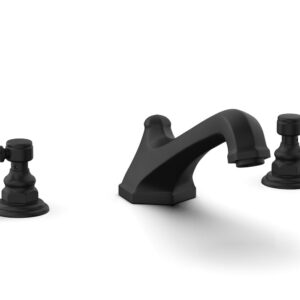 Phylrich HEX TRADITIONAL Deck Tub Set – Black Marble Lever Handles 500-42 – Matte Black