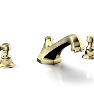 Phylrich HEX TRADITIONAL Deck Tub Set – Black Marble Lever Handles 500-42 – Polished Brass