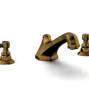 Phylrich HEX TRADITIONAL Deck Tub Set – Black Marble Lever Handles 500-42 – French Brass