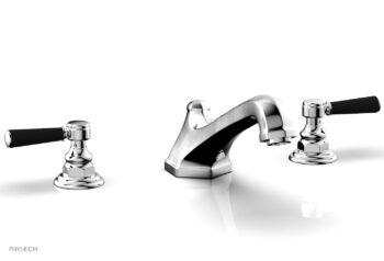 Phylrich HEX TRADITIONAL Deck Tub Set - Satin Black Lever Handles 500-41 - Polished Chrome
