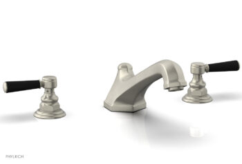 Phylrich HEX TRADITIONAL Deck Tub Set - Satin Black Lever Handles 500-41 - Burnished Nickel