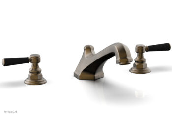 Phylrich HEX TRADITIONAL Deck Tub Set - Satin Black Lever Handles 500-41 - Old English Brass
