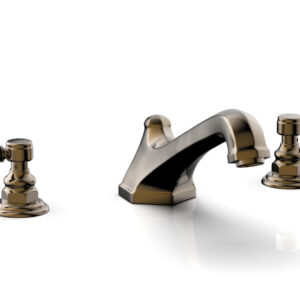Phylrich HEX TRADITIONAL Deck Tub Set – Satin Black Lever Handles 500-41 – Antique Brass