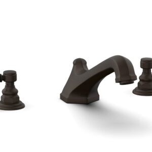 Phylrich HEX TRADITIONAL Deck Tub Set – Satin Black Lever Handles 500-41 – Antique Bronze