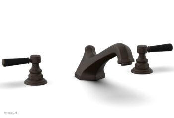Phylrich HEX TRADITIONAL Deck Tub Set - Satin Black Lever Handles 500-41 - Antique Bronze