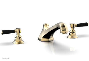 Phylrich HEX TRADITIONAL Deck Tub Set - Satin Black Lever Handles 500-41 - Satin Brass
