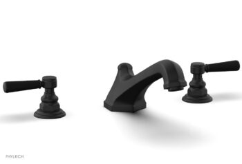 Phylrich HEX TRADITIONAL Deck Tub Set - Satin Black Lever Handles 500-41 - Matte Black