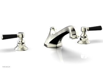 Phylrich HEX TRADITIONAL Deck Tub Set - Satin Black Lever Handles 500-41 - Satin Nickel