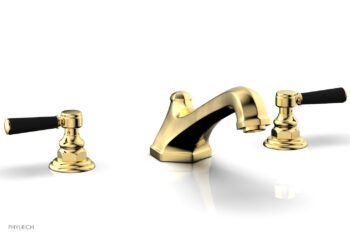Phylrich HEX TRADITIONAL Deck Tub Set - Satin Black Lever Handles 500-41 - Satin Gold