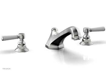 Phylrich HEX TRADITIONAL Deck Tub Set - Satin White Lever Handles 500-41 - Satin Chrome