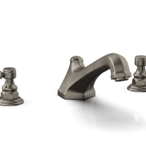 Phylrich HEX TRADITIONAL Deck Tub Set – Satin White Lever Handles 500-41 – Pewter