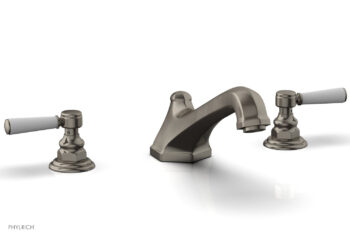Phylrich HEX TRADITIONAL Deck Tub Set - Satin White Lever Handles 500-41 - Pewter