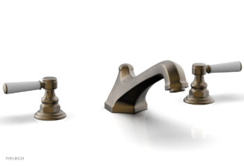 Phylrich HEX TRADITIONAL Deck Tub Set - Satin White Lever Handles 500-41 - Old English Brass