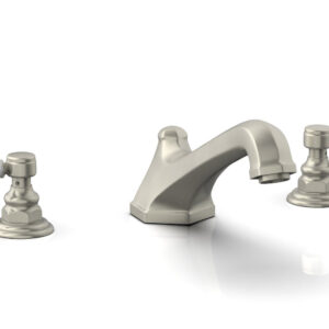 Phylrich HEX TRADITIONAL Deck Tub Set – White Marble Lever Handles 500-42 – Burnished Nickel