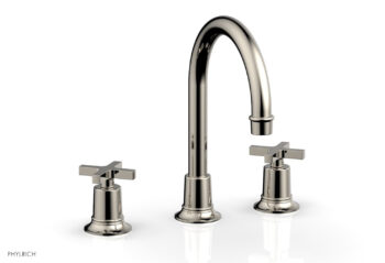 Phylrich HEX MODERN Widespread Faucet with Cross Handles 501-03 - Polished Nickel