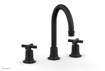 Phylrich HEX MODERN Widespread Faucet with Cross Handles 501-03 - Matte Black