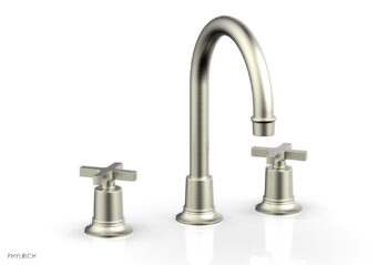 Phylrich HEX MODERN Widespread Faucet with Cross Handles 501-03 - Satin Nickel