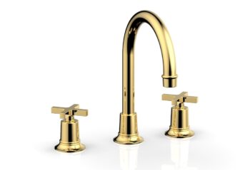 Phylrich HEX MODERN Widespread Faucet with Cross Handles 501-03 - Polished Gold