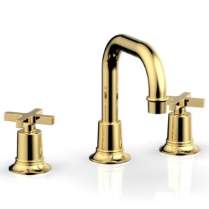 Phylrich HEX MODERN Widespread Faucet – Cross Handles 501-05 – Polished Gold