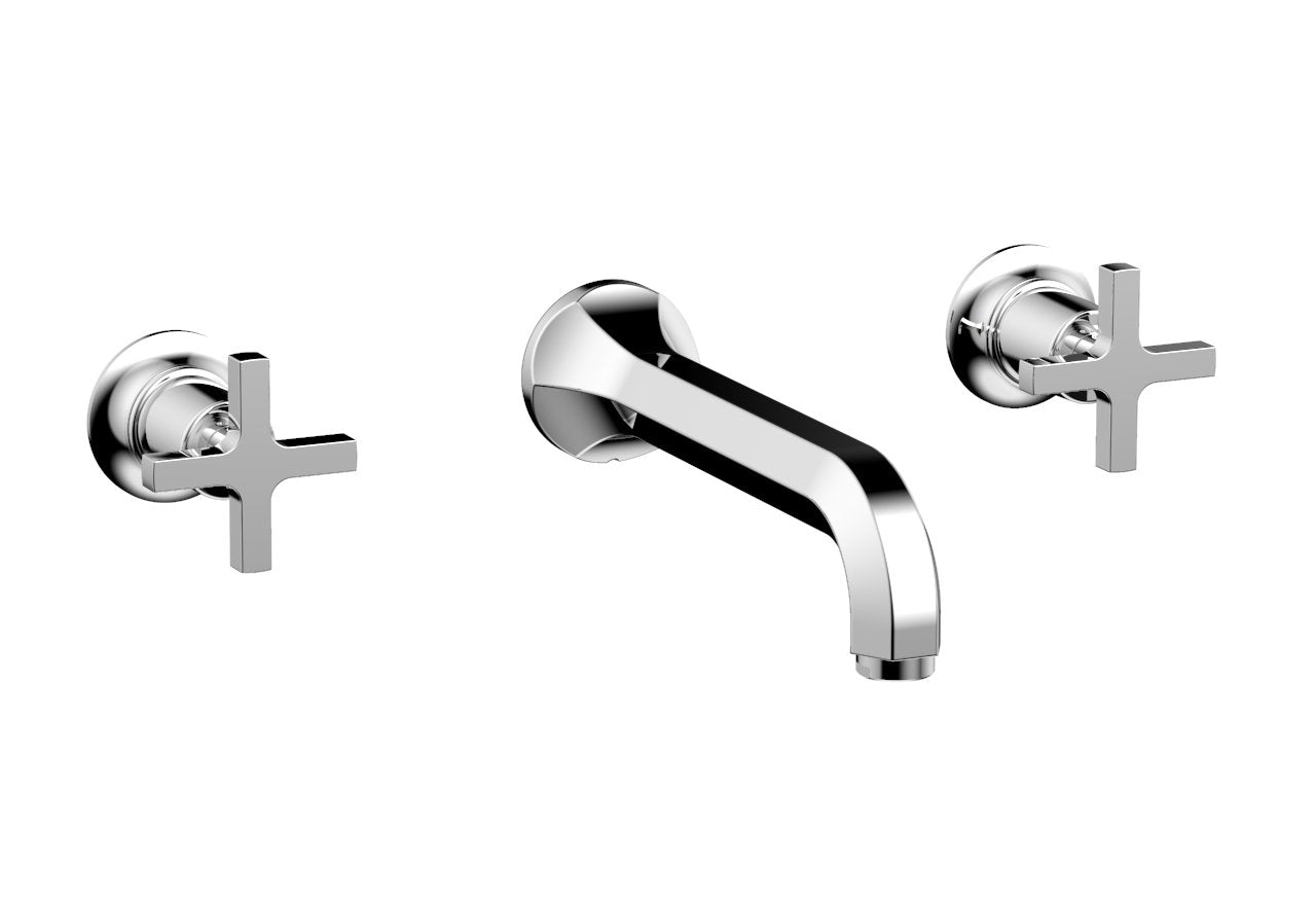 Phylrich HEX MODERN Wall Lavatory Set - Cross Handles 501-11 - Polished Chrome