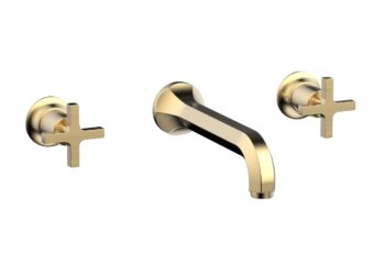 Phylrich HEX MODERN Wall Lavatory Set - Cross Handles 501-11 - Satin Brass
