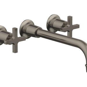 Phylrich HEX MODERN Wall Lavatory Set 10″ Spout – Cross Handles 501-13-10 – Pewter