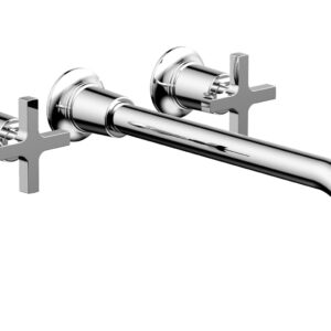 Phylrich HEX MODERN Wall Lavatory Set 12″ Spout – Cross Handles 501-13-12 – Polished Chrome