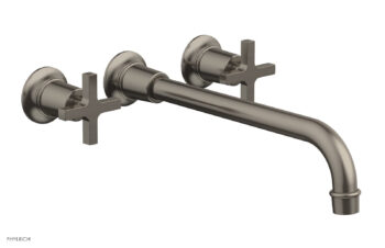 Phylrich HEX MODERN Wall Lavatory Set 12" Spout - Cross Handles 501-13-12 - Pewter