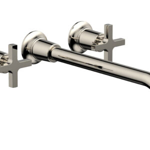 Phylrich HEX MODERN Wall Lavatory Set 12″ Spout – Cross Handles 501-13-12 – Polished Nickel