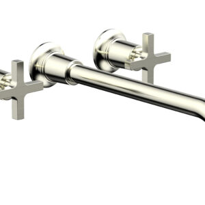 Phylrich HEX MODERN Wall Lavatory Set 12″ Spout – Cross Handles 501-13-12 – Satin Nickel