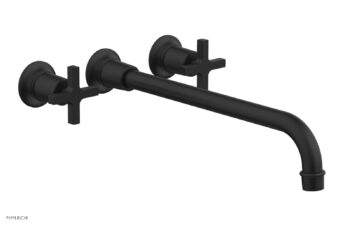 Phylrich HEX MODERN Wall Lavatory Set 14" Spout - Cross Handles 501-13-14 - Matte Black