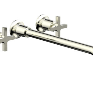 Phylrich HEX MODERN Wall Lavatory Set 14″ Spout – Cross Handles 501-13-14 – Satin Nickel